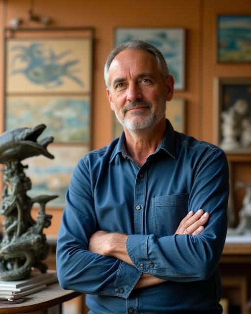 Il fondatore di Acquario d'Arte al lavoro